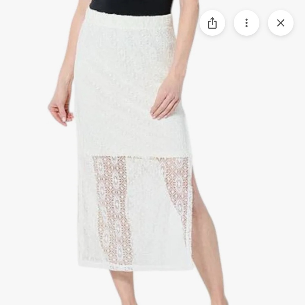 G By Giuliana Soft White Lace Beach Coverup/Midi Skirt With Side Slits Size S